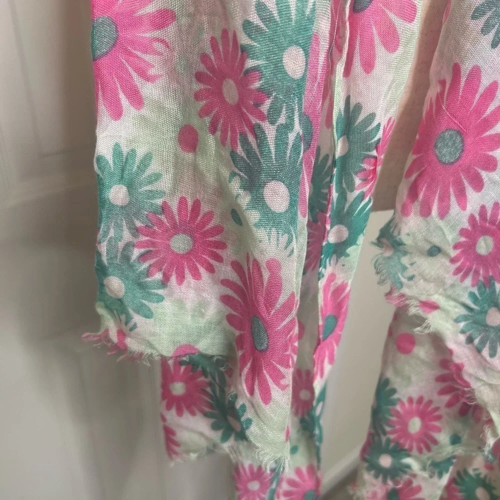 Charming Charlie Pink Flower Summer Scarf One Size